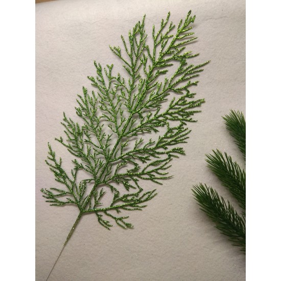 Ветки с глиттером 40*16 см, зеленый, цена за 1 шт